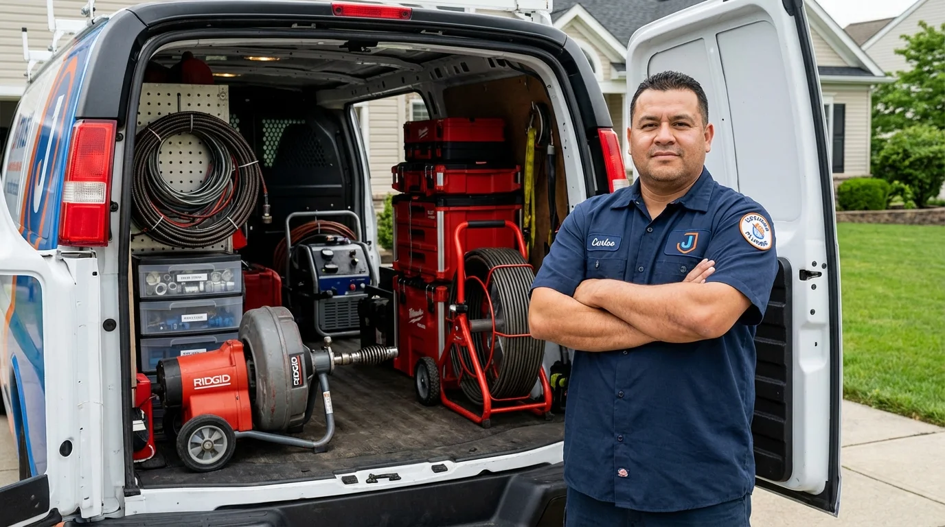 Professional drain cleaning equipment and Johns Plumbing LLC plumber in Edcouch